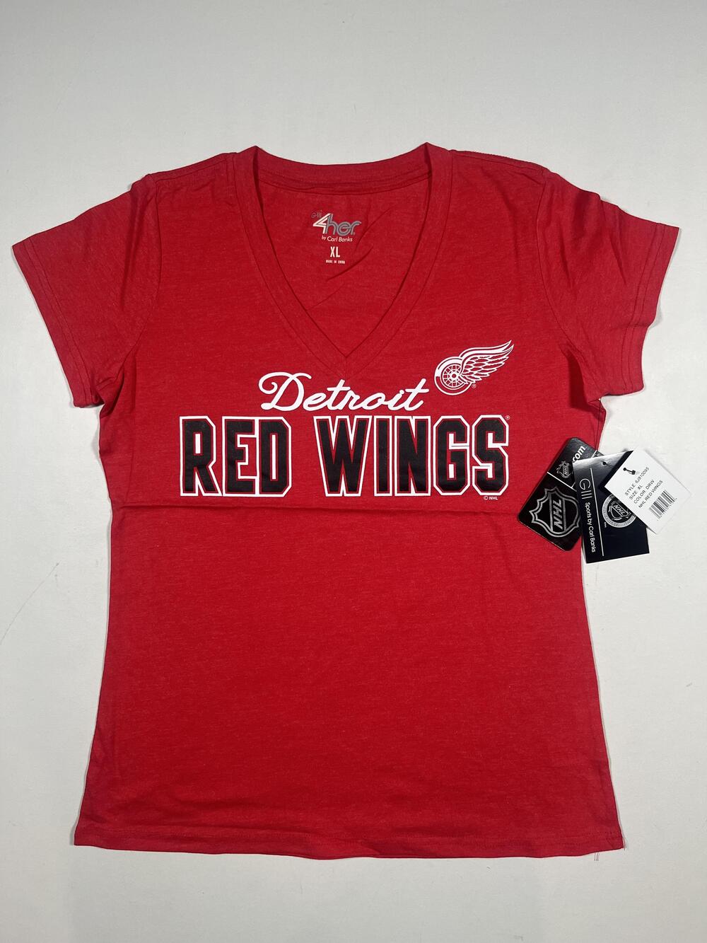 Detroit Red Wings Shirt Womens XL Red NHL Hockey G-III 4Her V-Neck Graphic Tee